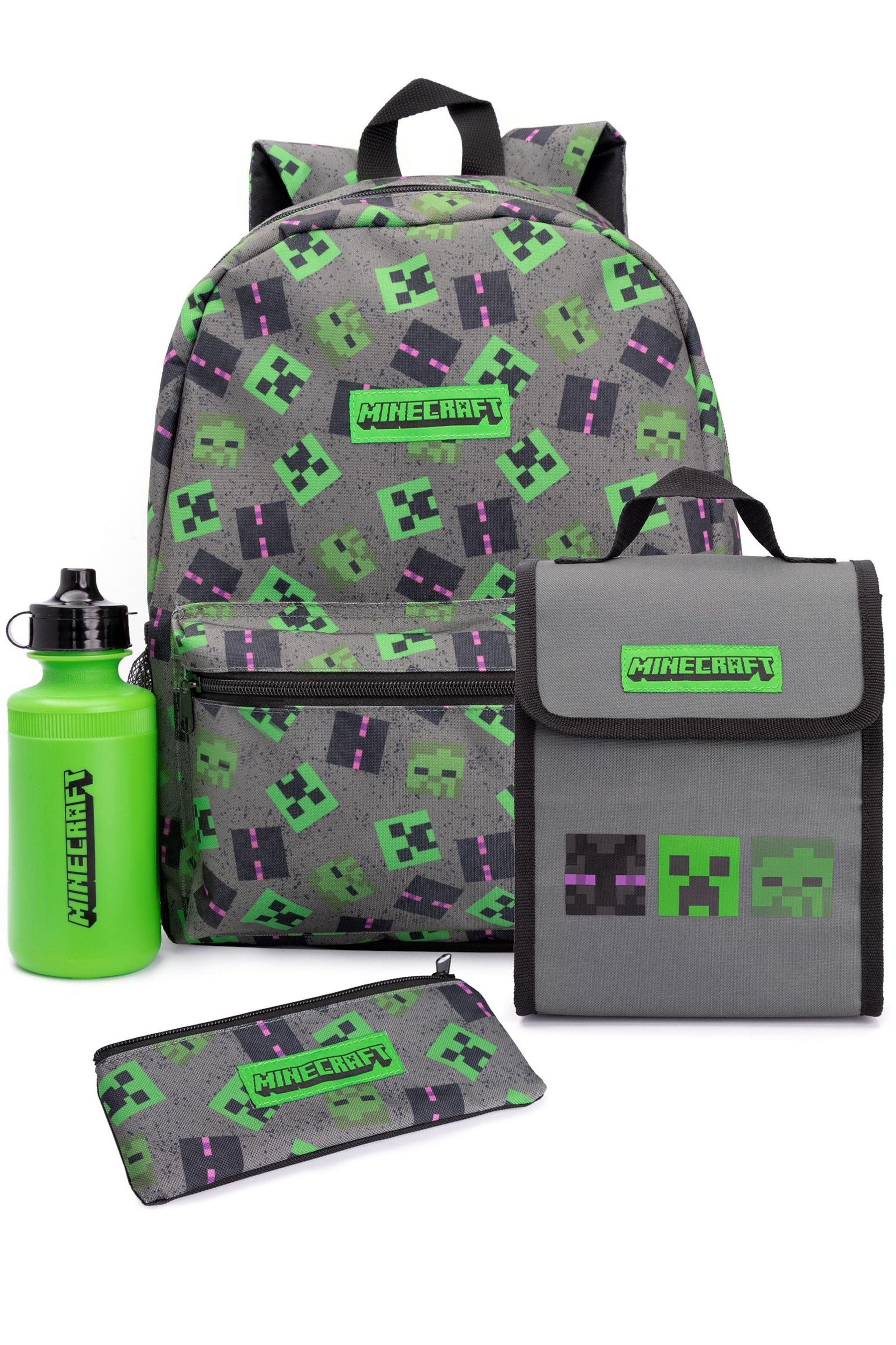 Buy Vanilla Underground Grey Minecraft Boys Creeper 4 Piece Backpack Set from Next Luxembourg