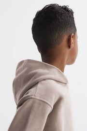 Reiss Taupe Alexander Junior Oversized Cotton Jersey Hoodie - Image 4 of 6