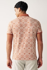 Orange Tile Print Polo Shirt - Image 3 of 7