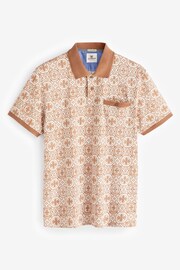 Orange Tile Print Polo Shirt - Image 5 of 7