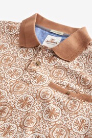 Orange Tile Print Polo Shirt - Image 6 of 7