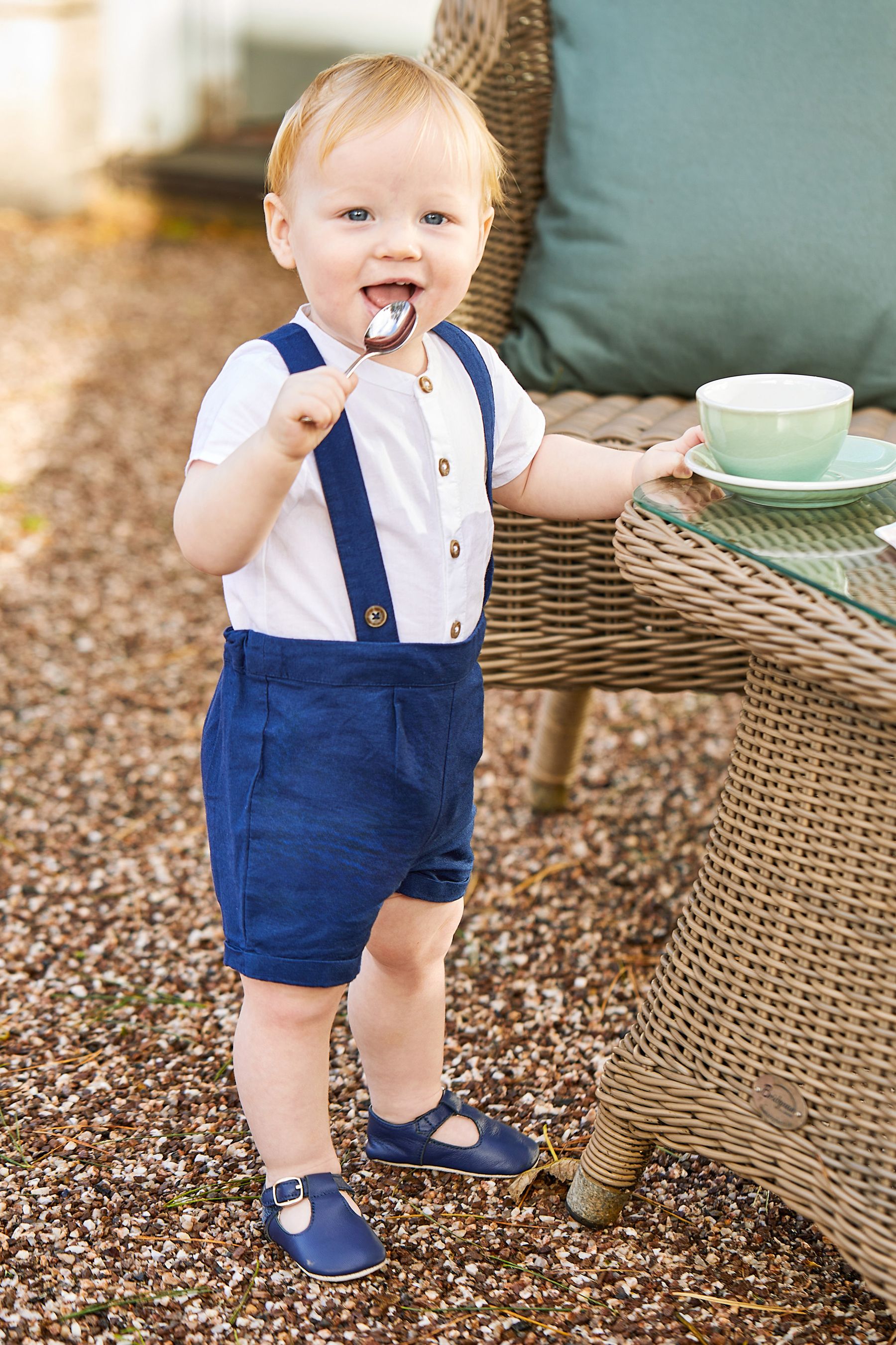 Buy JoJo Maman Bebe Navy 2 Piece Baby Grandad Shirt Shorts Set from Next Australia