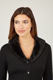 Yumi Black Bolero with Detachable Faux Fur Collar - Image 4 of 5