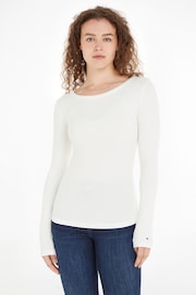 Tommy Hilfiger Cream Slim Fit Long Sleeve T-Shirt - Image 1 of 6