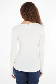 Tommy Hilfiger Cream Slim Fit Long Sleeve T-Shirt - Image 2 of 6