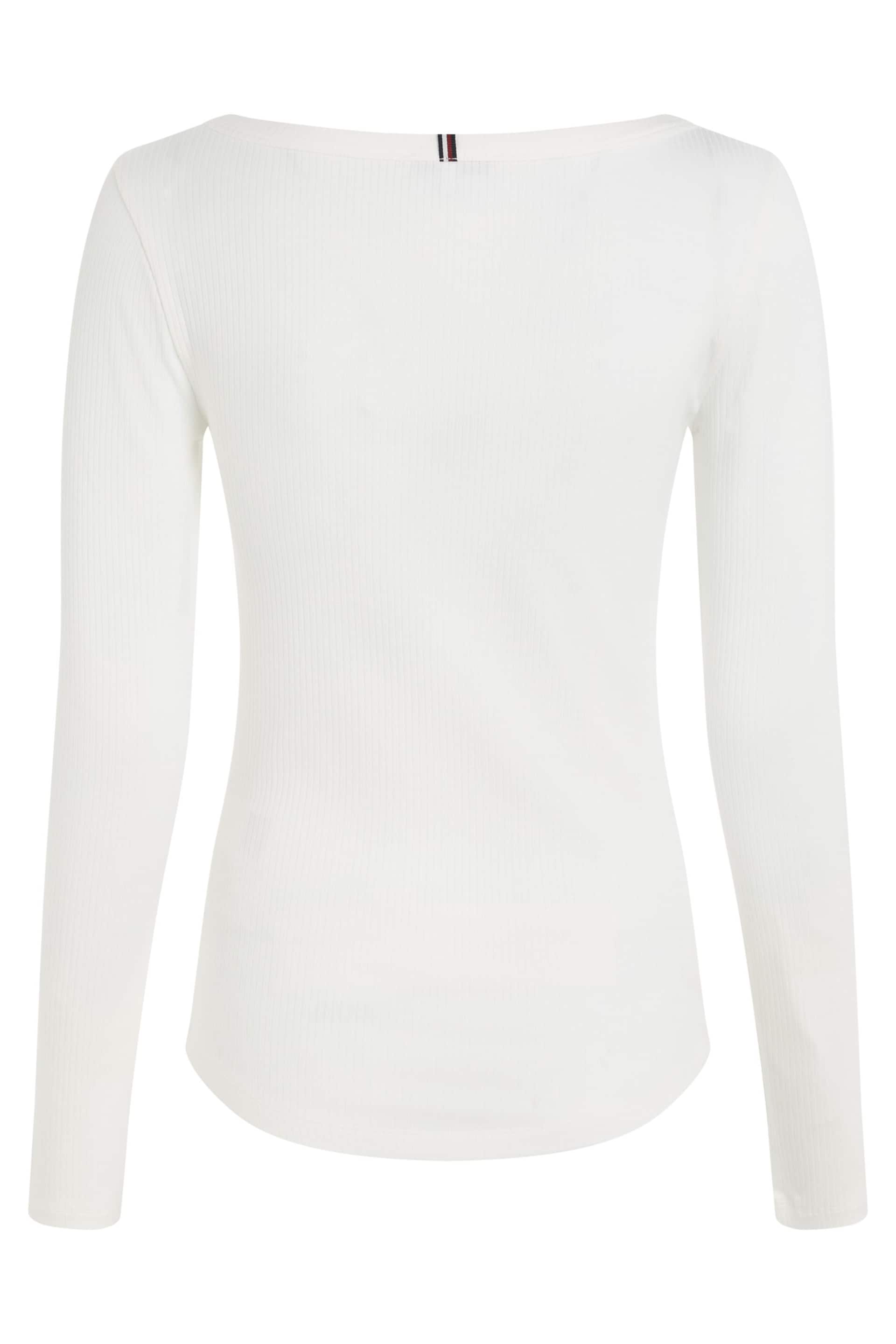 Tommy Hilfiger Cream Slim Fit Long Sleeve T-Shirt - Image 5 of 6