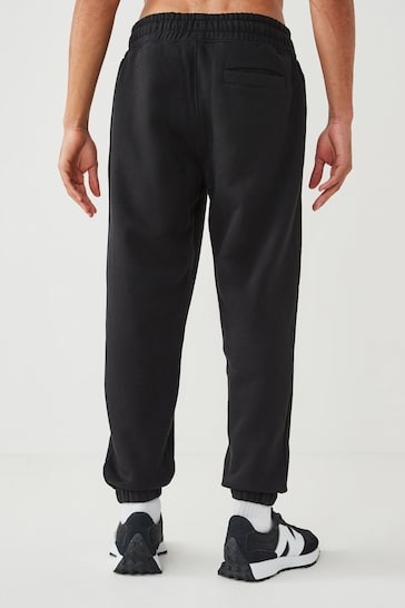 Black Relaxed Fit Cotton Blend Cuffed Joggers