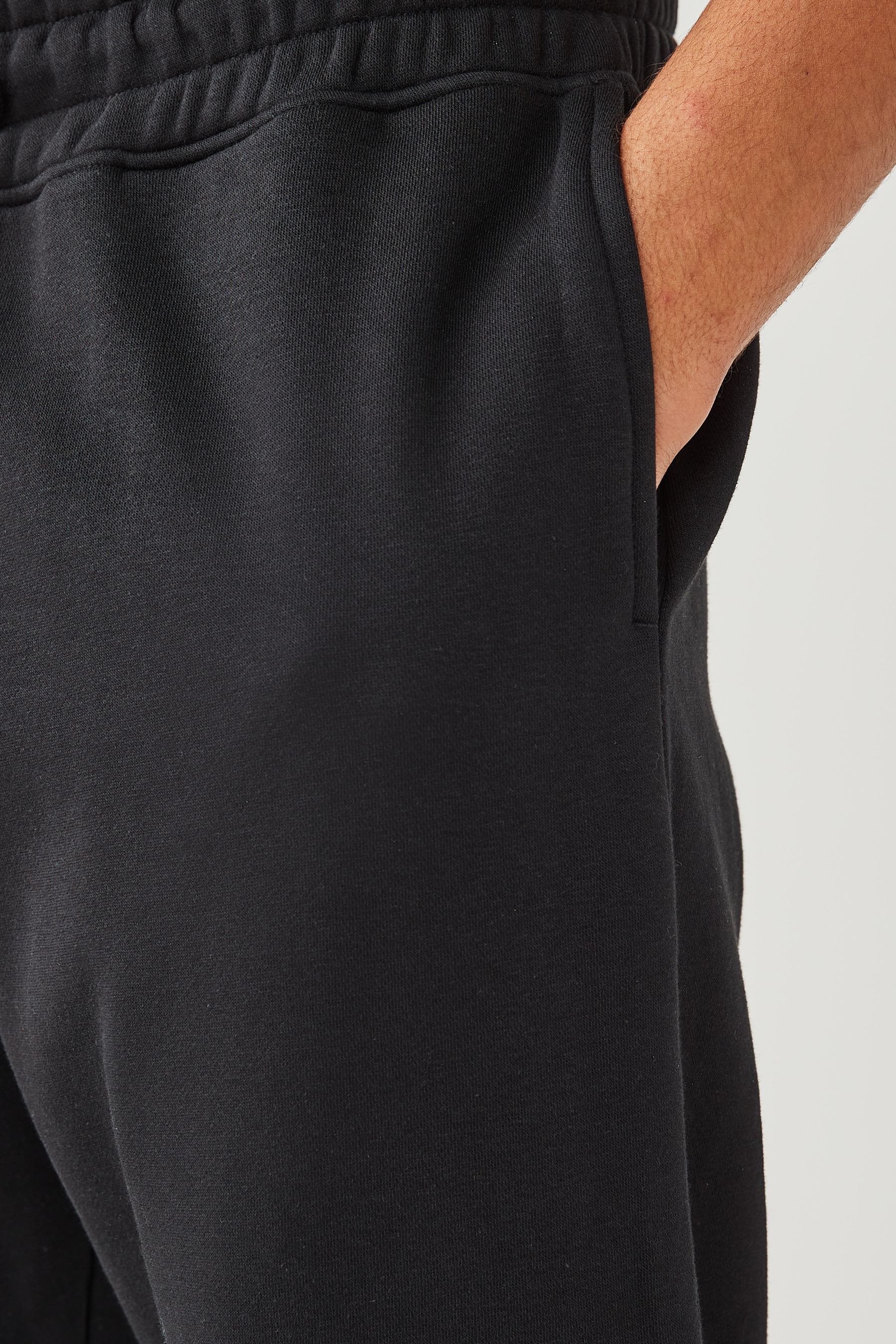 Black Relaxed Fit Cotton Blend Cuffed Joggers