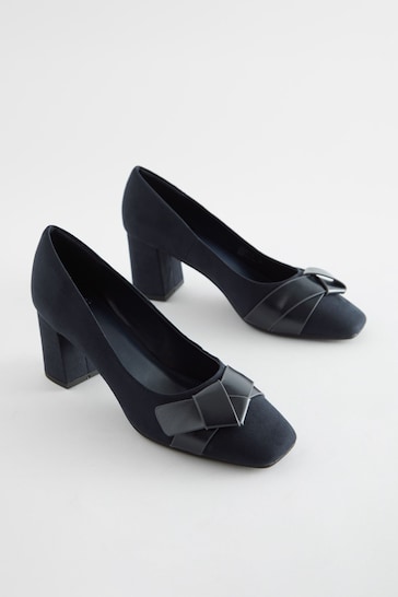 Navy Forever Comfort® Square Toe Bow Court Shoes