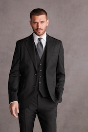 Black Slim Fit Signature Wool Suit: Jacket - Image 1 of 10