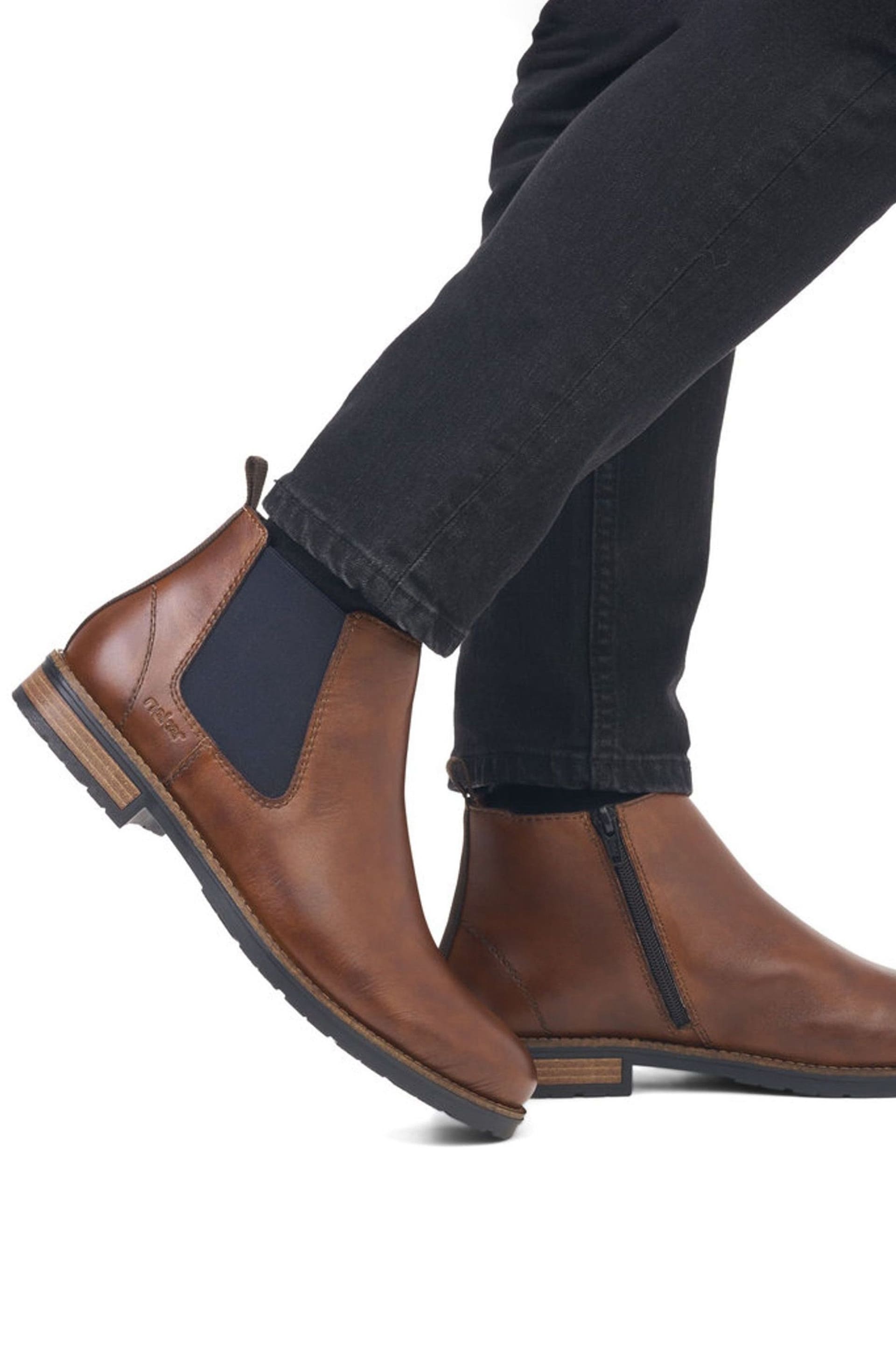 Rieker Mens Zipper Brown Boots - Image 9 of 9