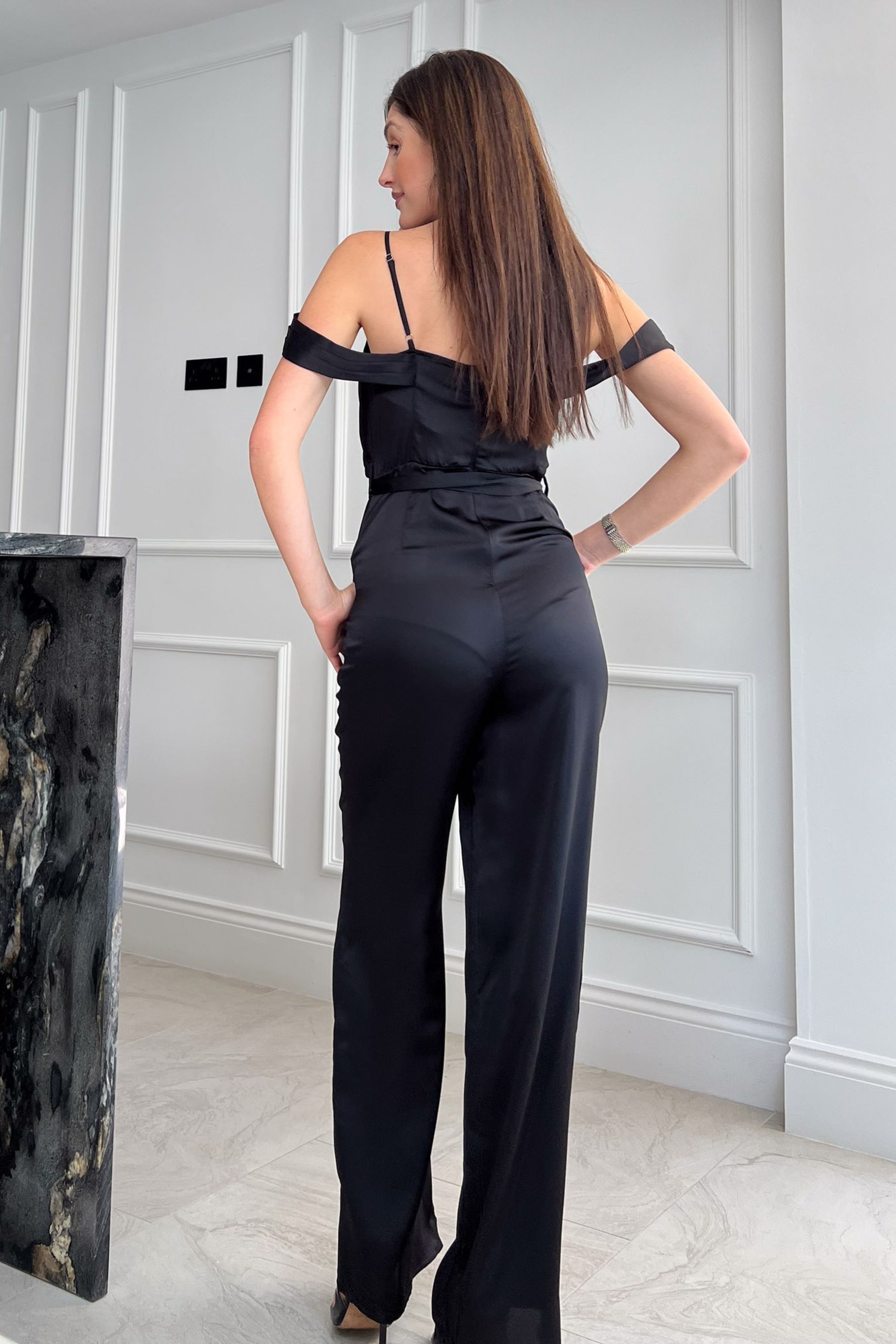 Buy Girl In Mind Black Flora Cold Shoulder Jumpsuit from Next Luxembourg