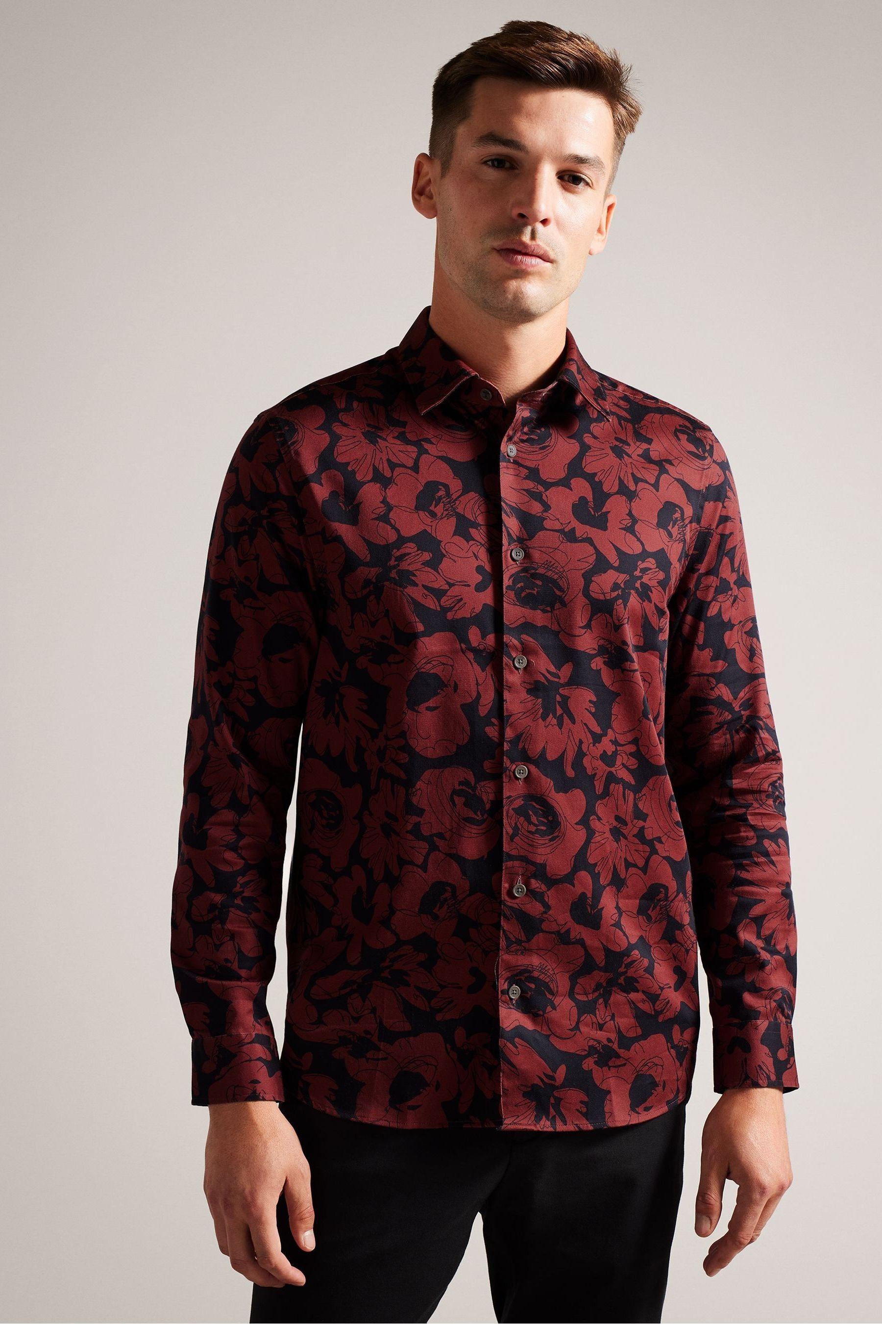 Buy Ted Baker Red Boleena Long Sleeve Bold Floral Shirt from Next Luxembourg