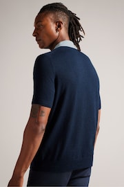 Ted Baker Blue Arwik Short Sleeve Polo Shirt With Contrast Collar - Image 2 of 7