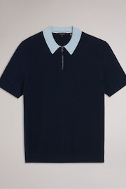 Ted Baker Blue Arwik Short Sleeve Polo Shirt With Contrast Collar - Image 5 of 7
