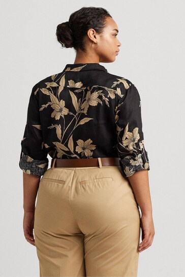 Lauren Ralph Lauren Floral Linen Black Shirt
