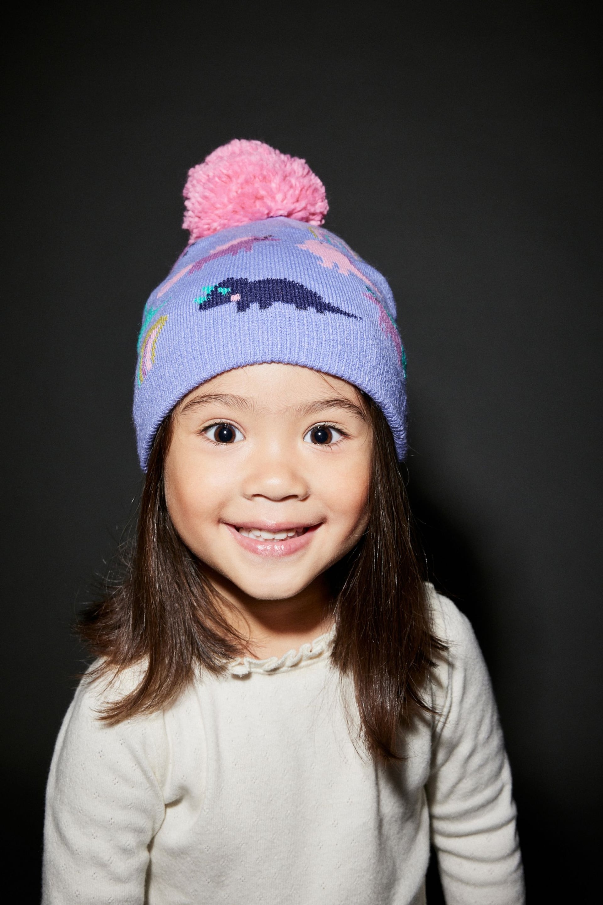 Teal Blue Dino Beanie Hat (3mths-6yrs) - Image 1 of 5
