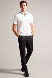 Ted Baker White Regular Erwen Short Sleeve Textured Polo Shirt - Image 3 of 7