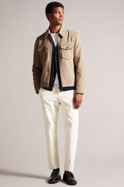 Ted Baker Natural Somerss Zip Through Wool Trucker Jacket - Image 3 of 6