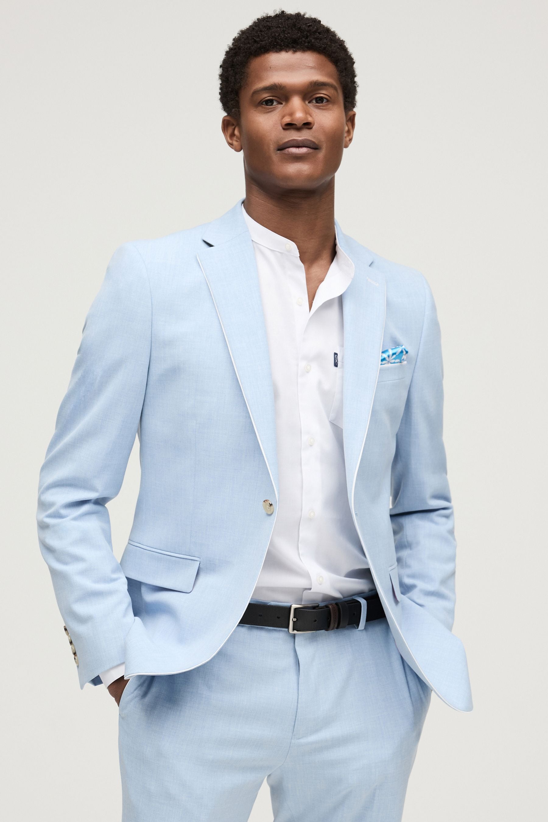 Buy Light Blue Skinny Fit Pipe Trimmed Suit Jacket from the Next UK online shop