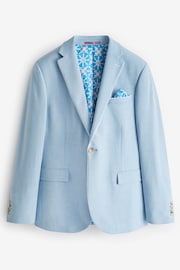 Light Blue Skinny Fit Pipe Trimmed Suit: Jacket - Image 6 of 11