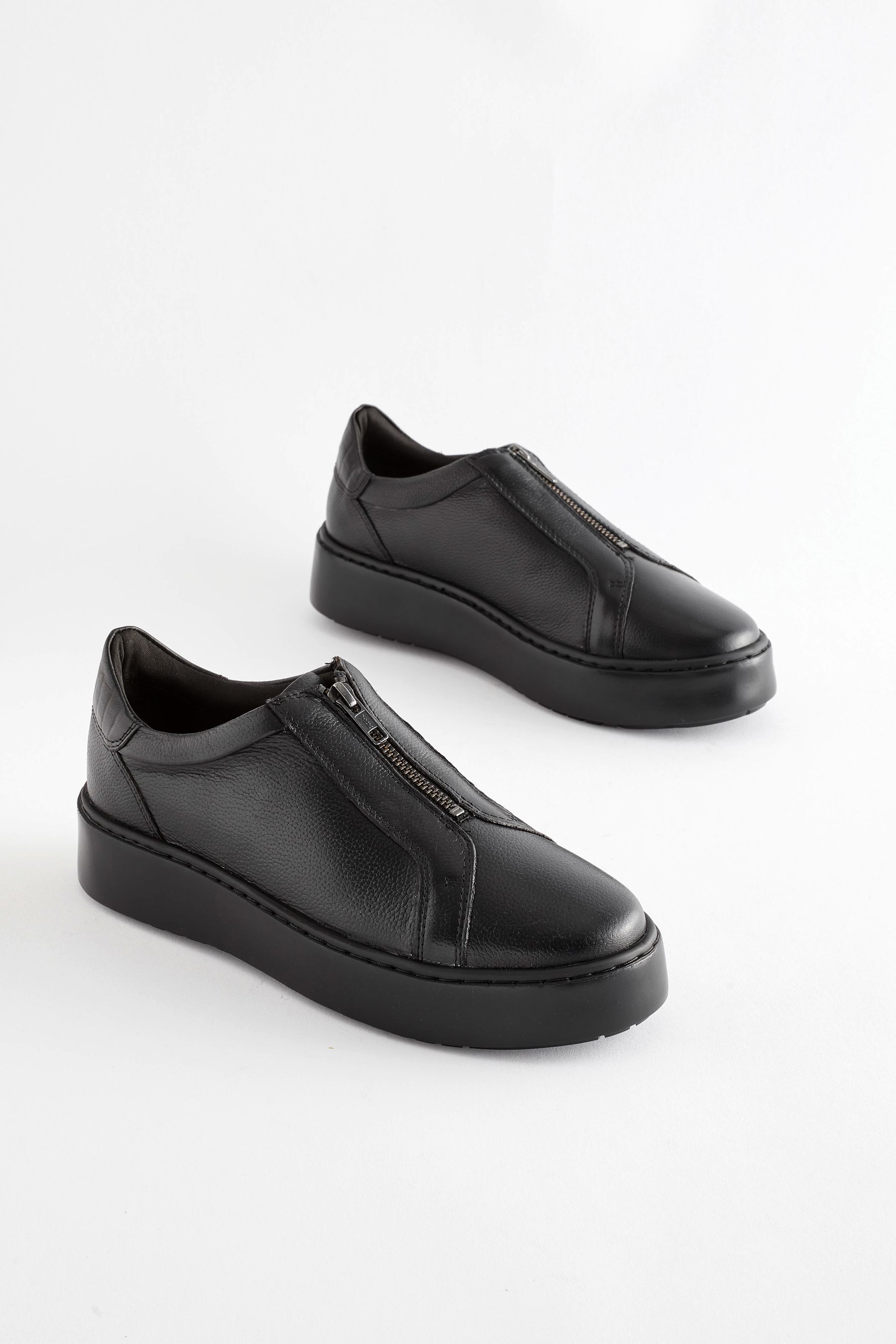 Black trainers with zip hot sale