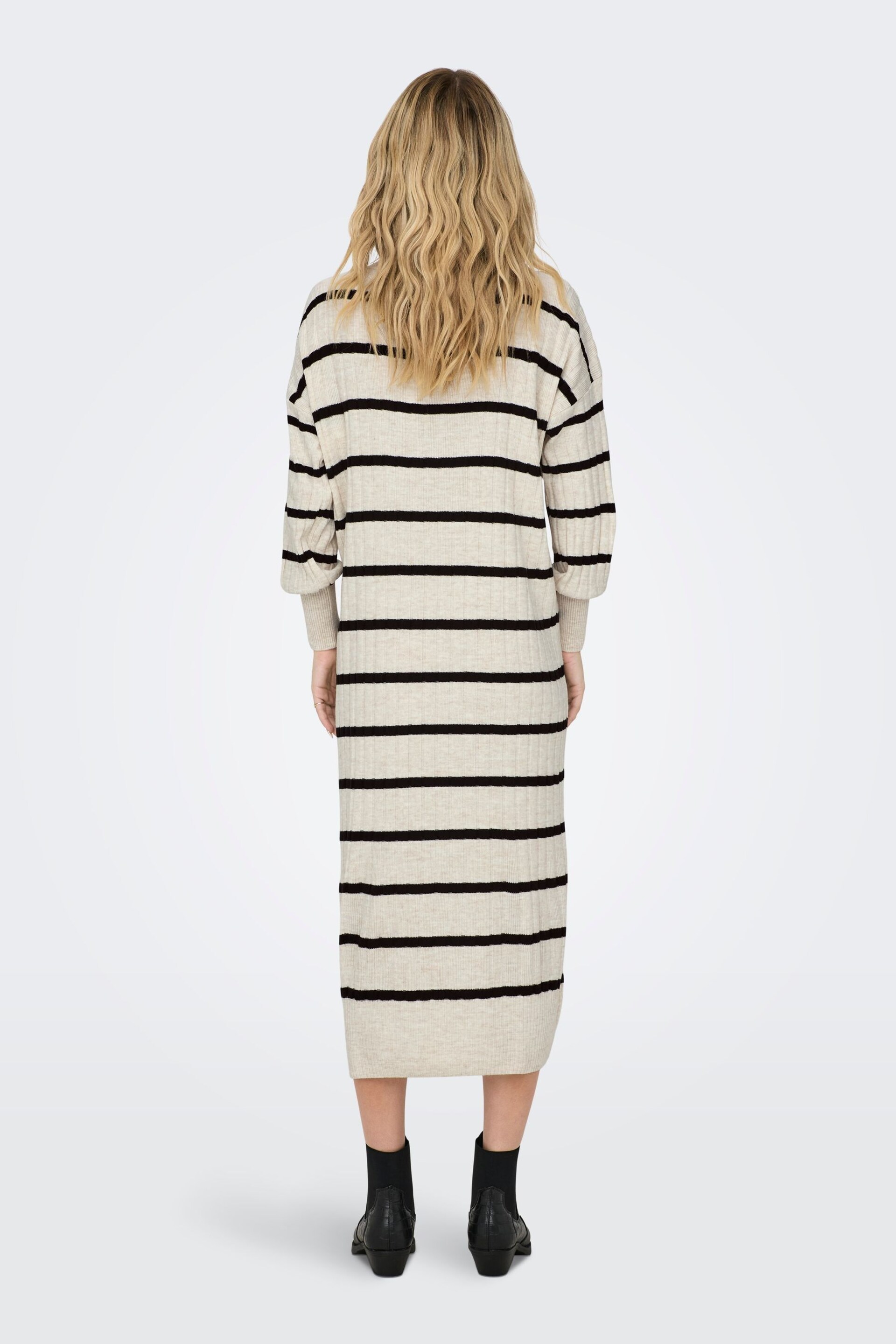 ONLY Black Crome V-Neck Midi Knitted Jumper Dress - Image 2 of 7