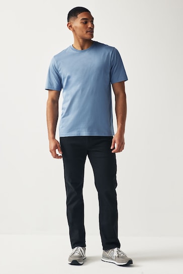 Blue Mid Regular Fit Essential Crew Neck T-Shirt