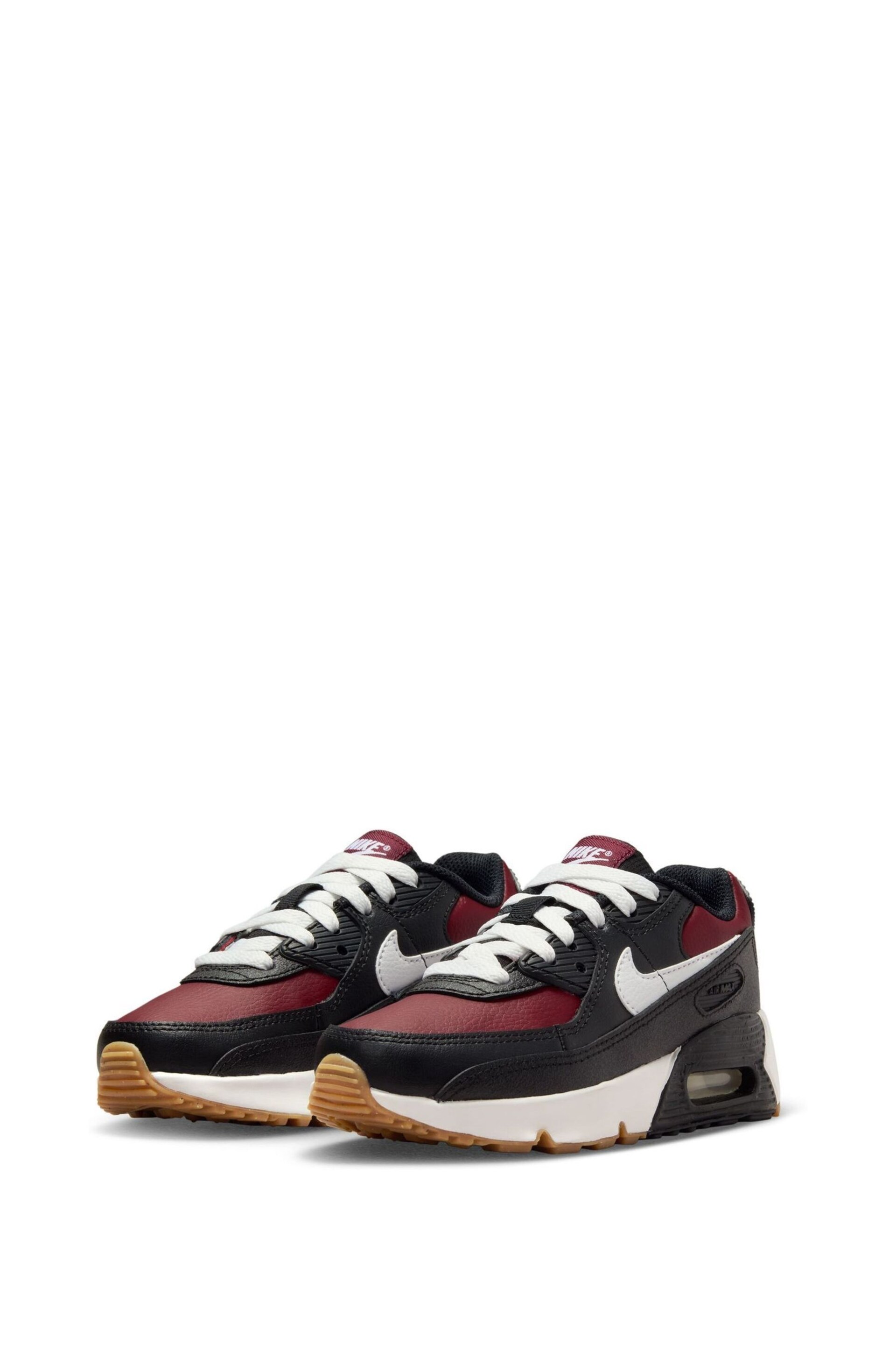 Nike Black/White/Red Air Max 90 Junior Trainers - Image 3 of 8