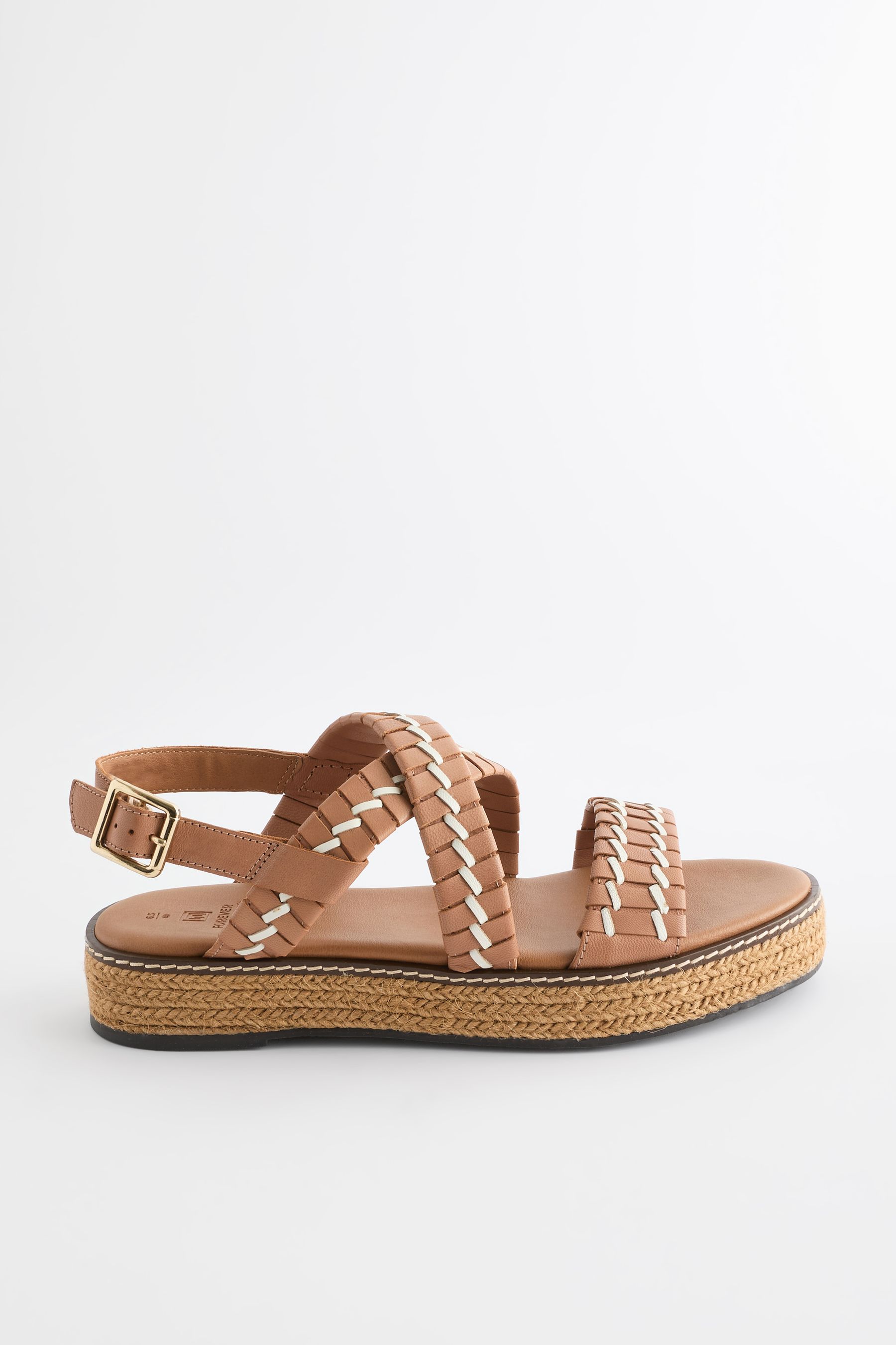 Tan Brown Forever Comfort Weave Leather Espadrille Flatform Sandals