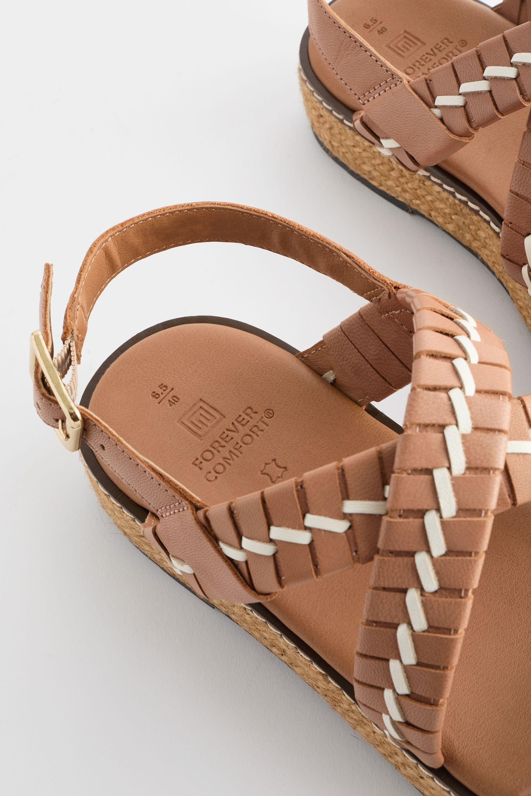 Buy Tan Brown Forever Comfort Weave Leather Espadrille Flatform Sandals from Next United Arab Emirates