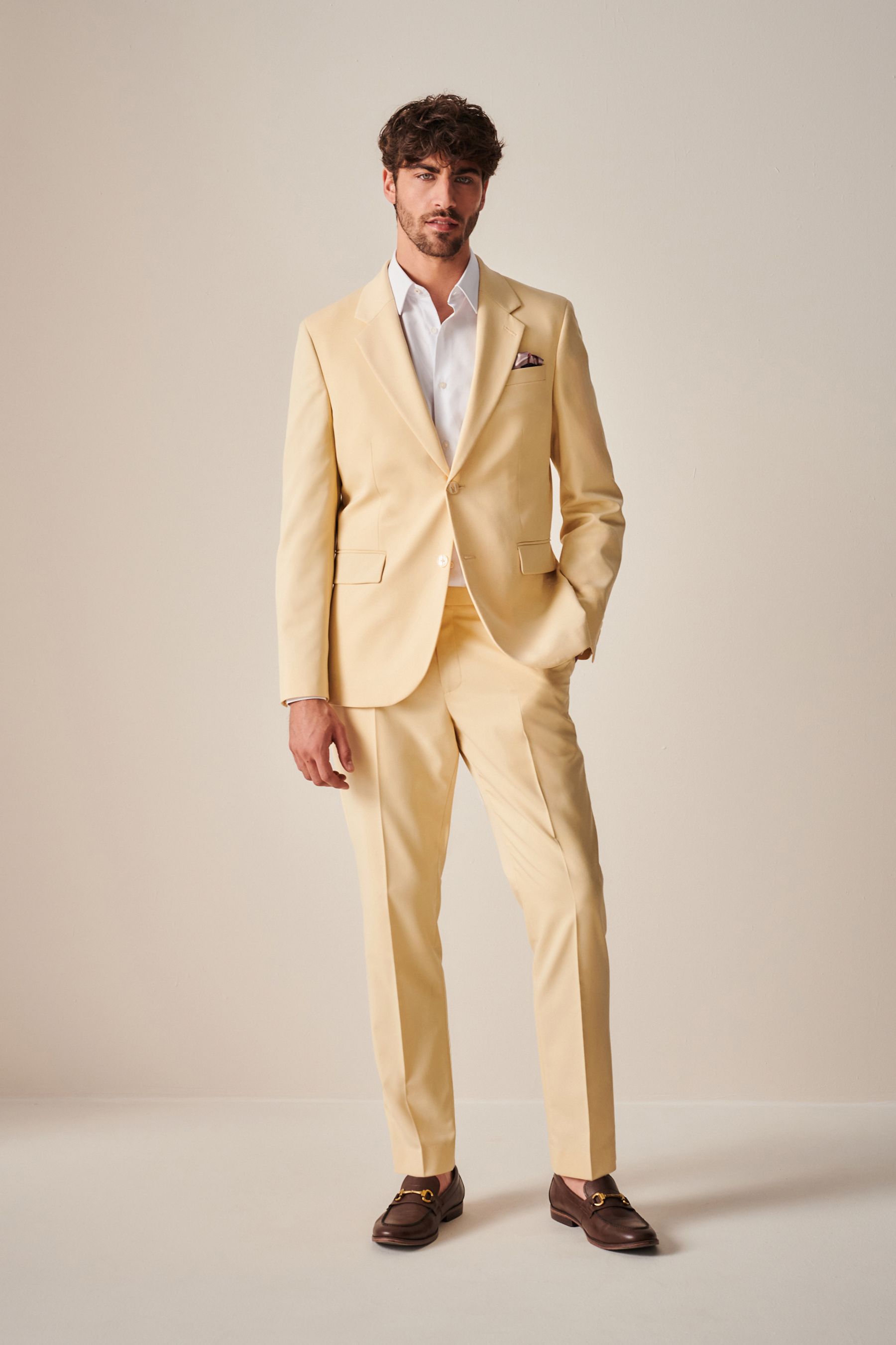 Yellow slim fit suit cheap