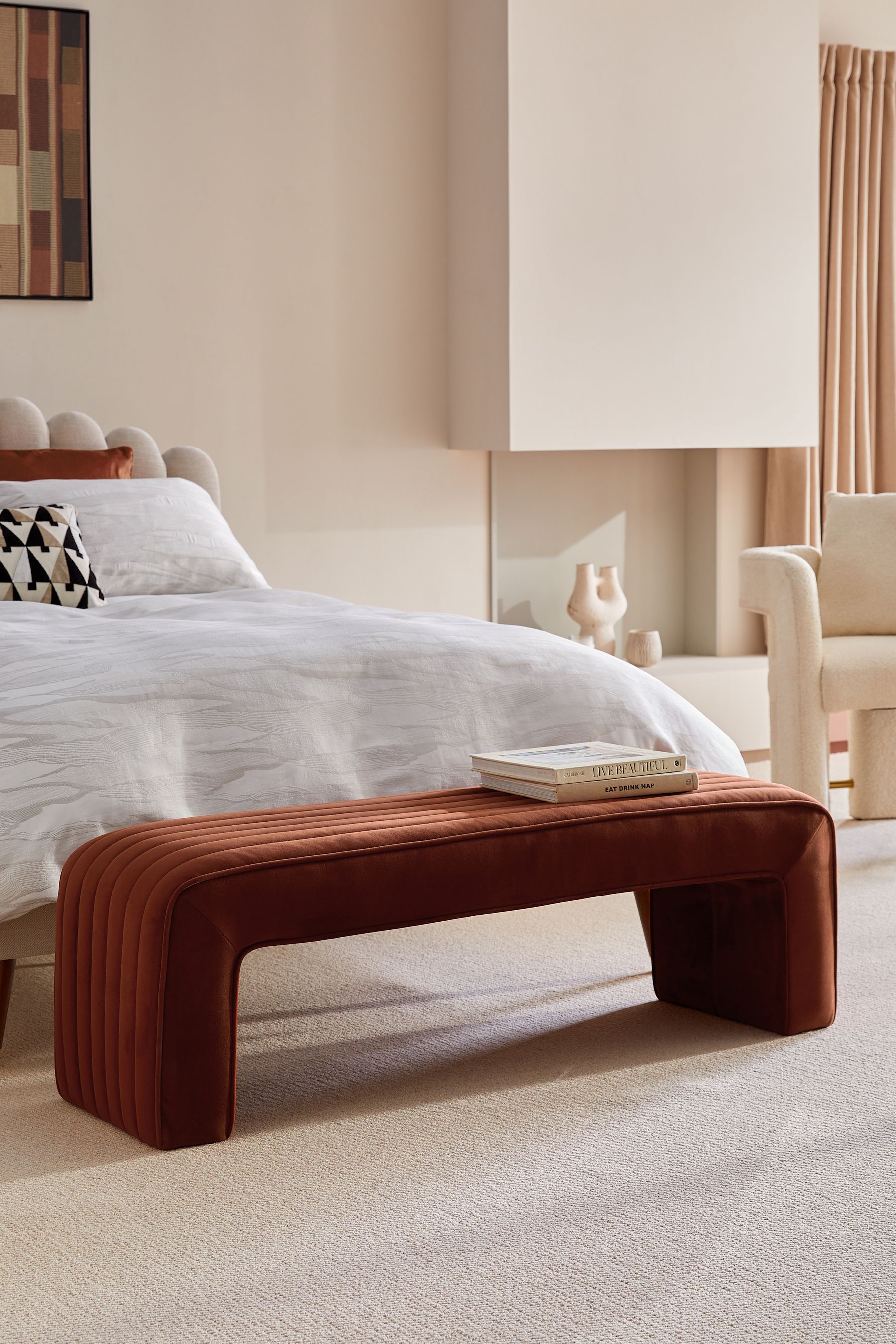 Brown deals upholstered bench