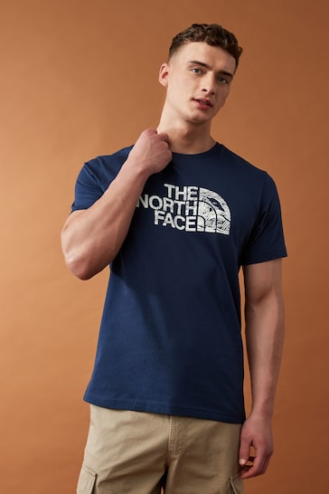 The North Face Blue Mens Woodcut Dome Short Sleeve T-Shirt