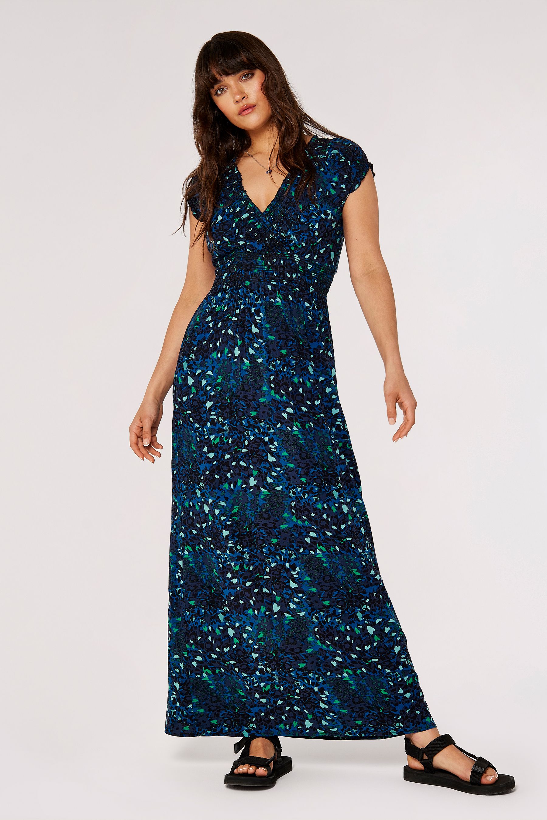 Buy Apricot Blue Colourpop Cheetah Smock Maxi Dress from Next Singapore