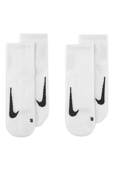 Nike White Multiplier Running Ankle Socks 2 Pack