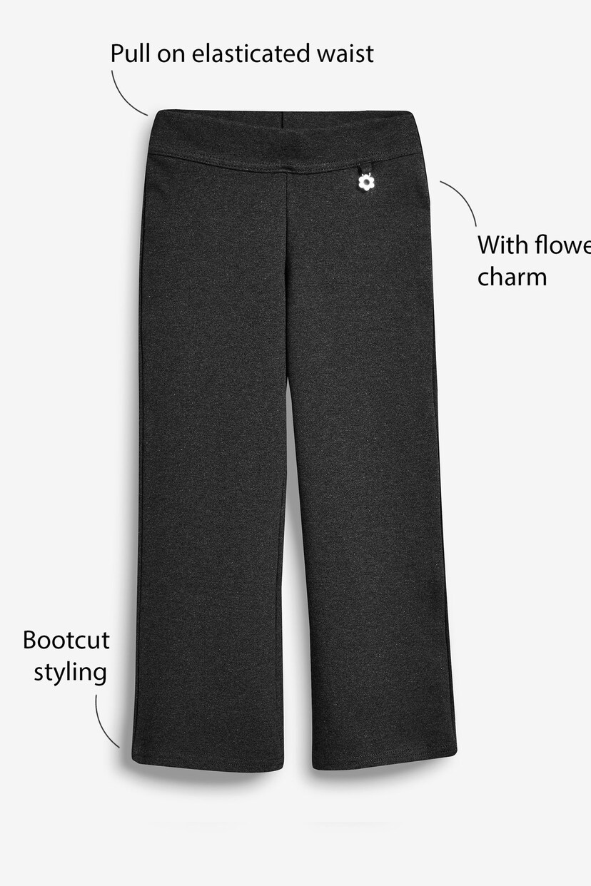 Charcoal Grey Cotton Rich Jersey Stretch Pull-On Boot Cut Trousers (3-16yrs) - Image 7 of 8