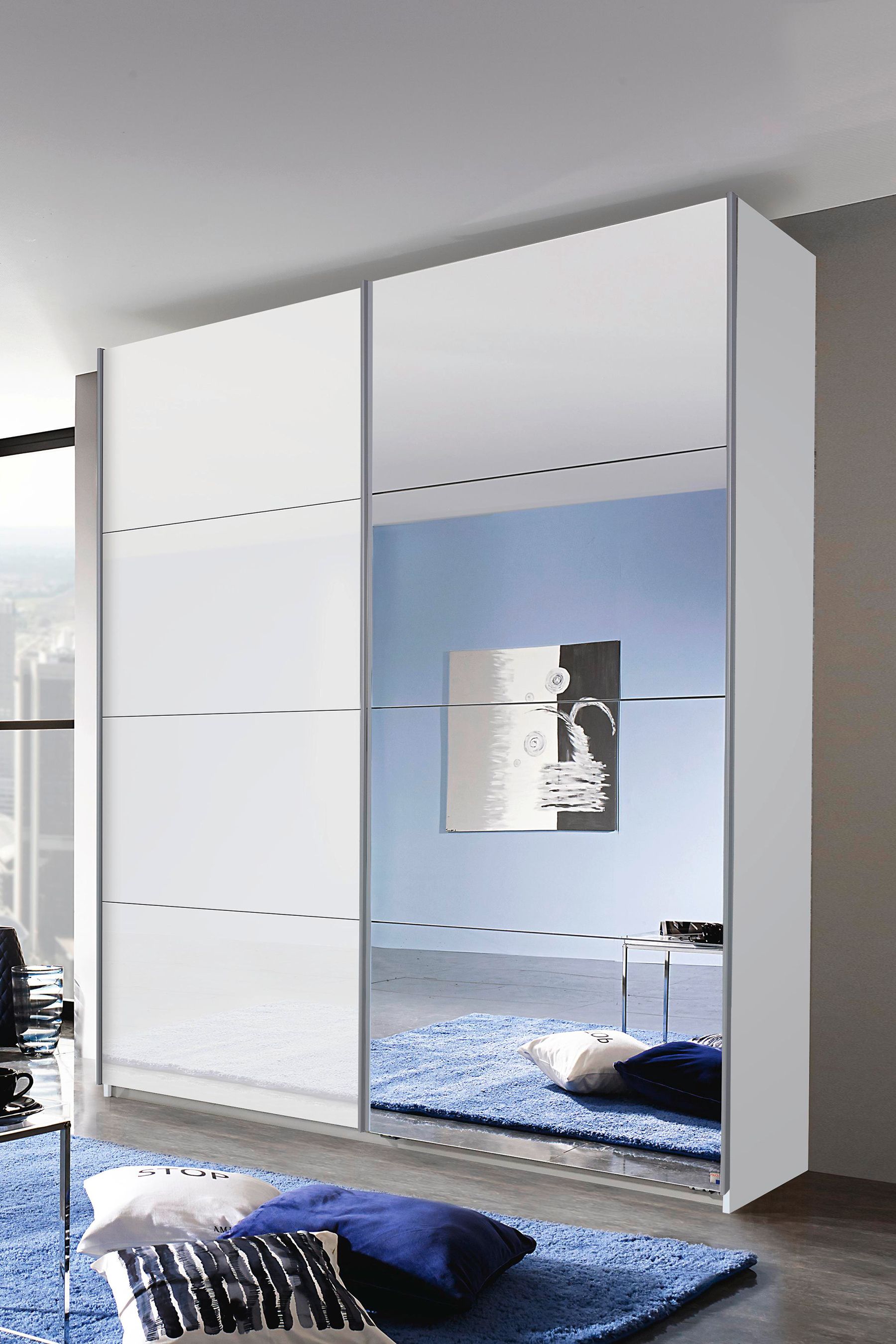Buy Rauch White Courtney 1.81m Glass Sliding Semi fitted Wardrobe