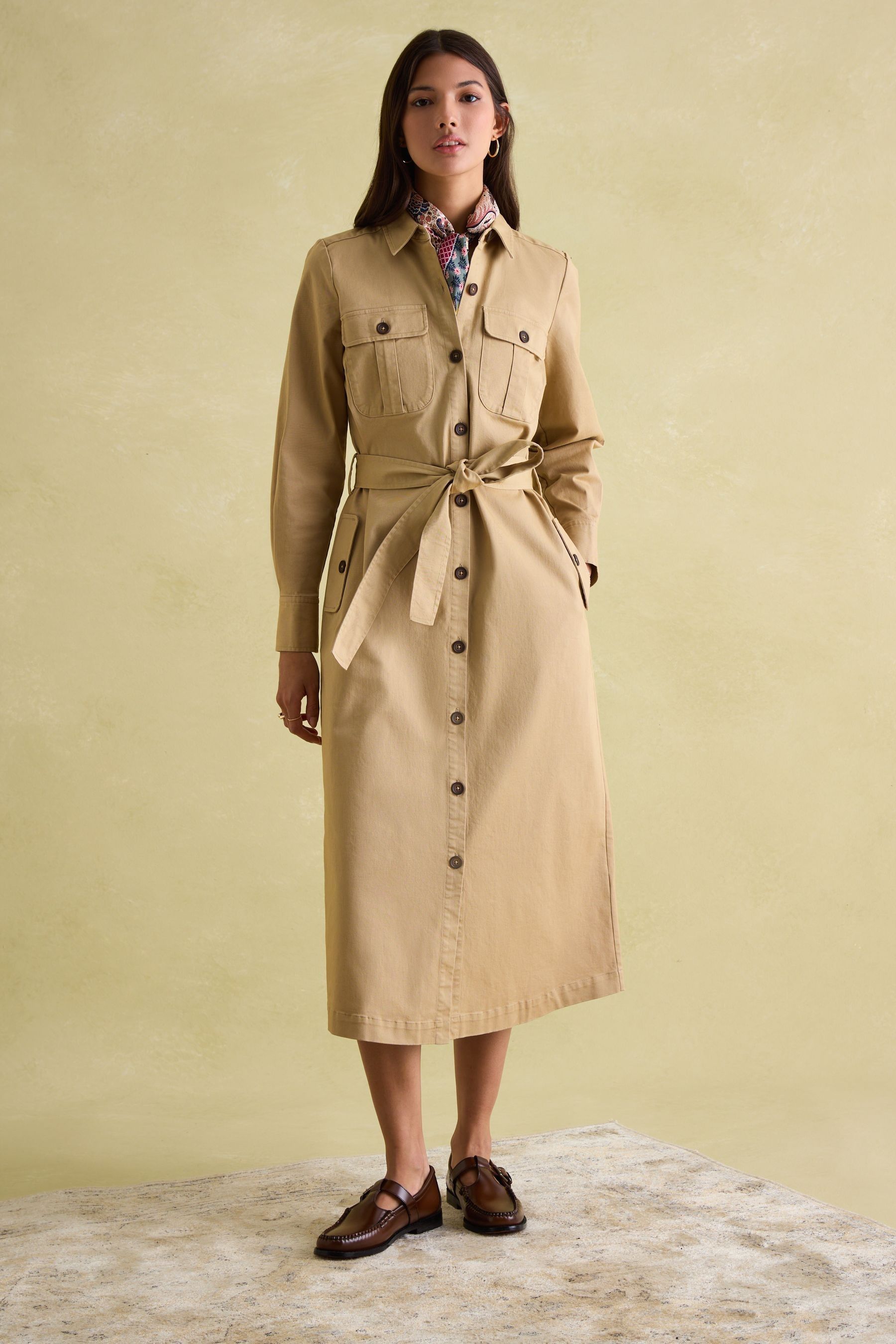 Tan midi coat deals
