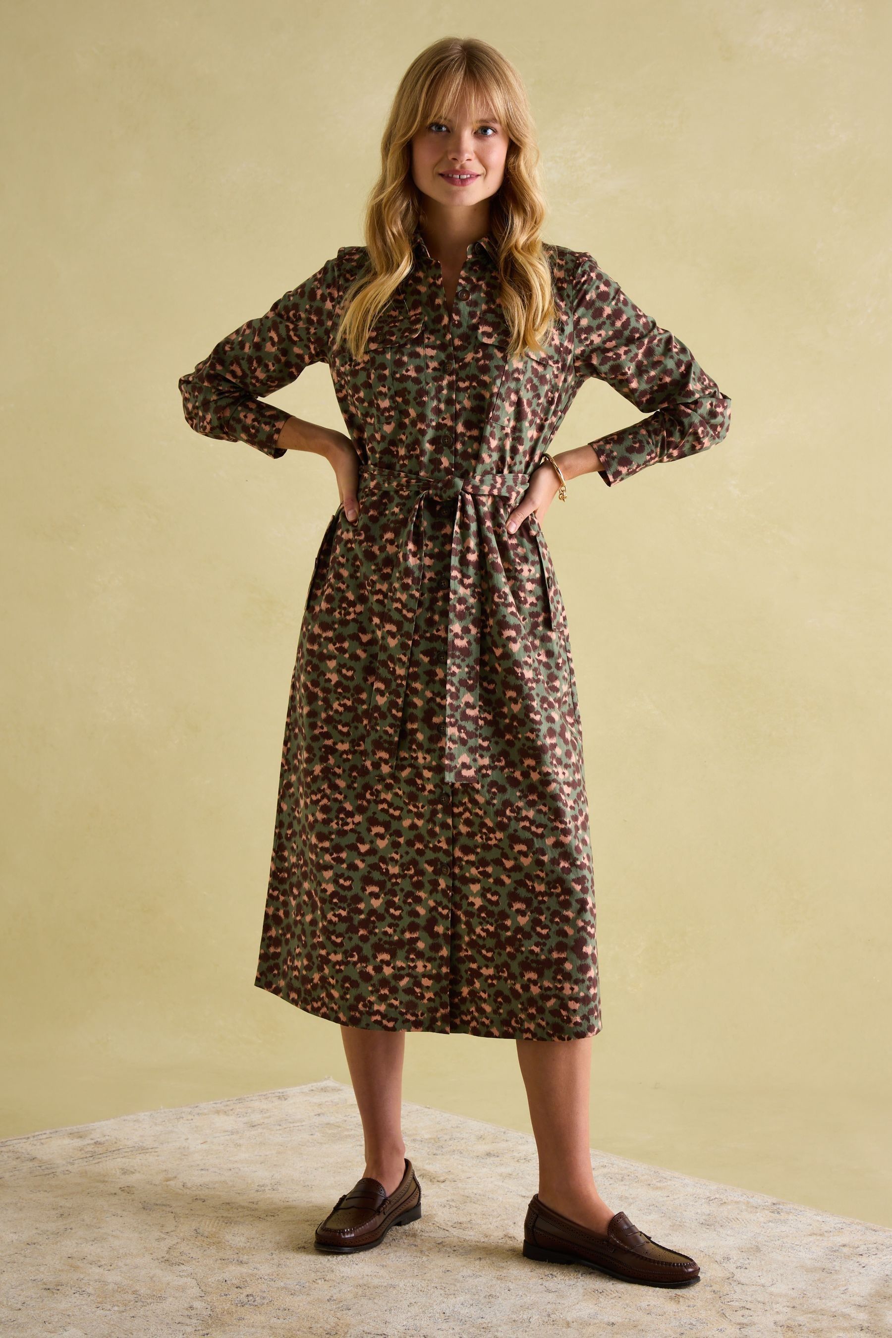 Animal midi shirt dress clearance