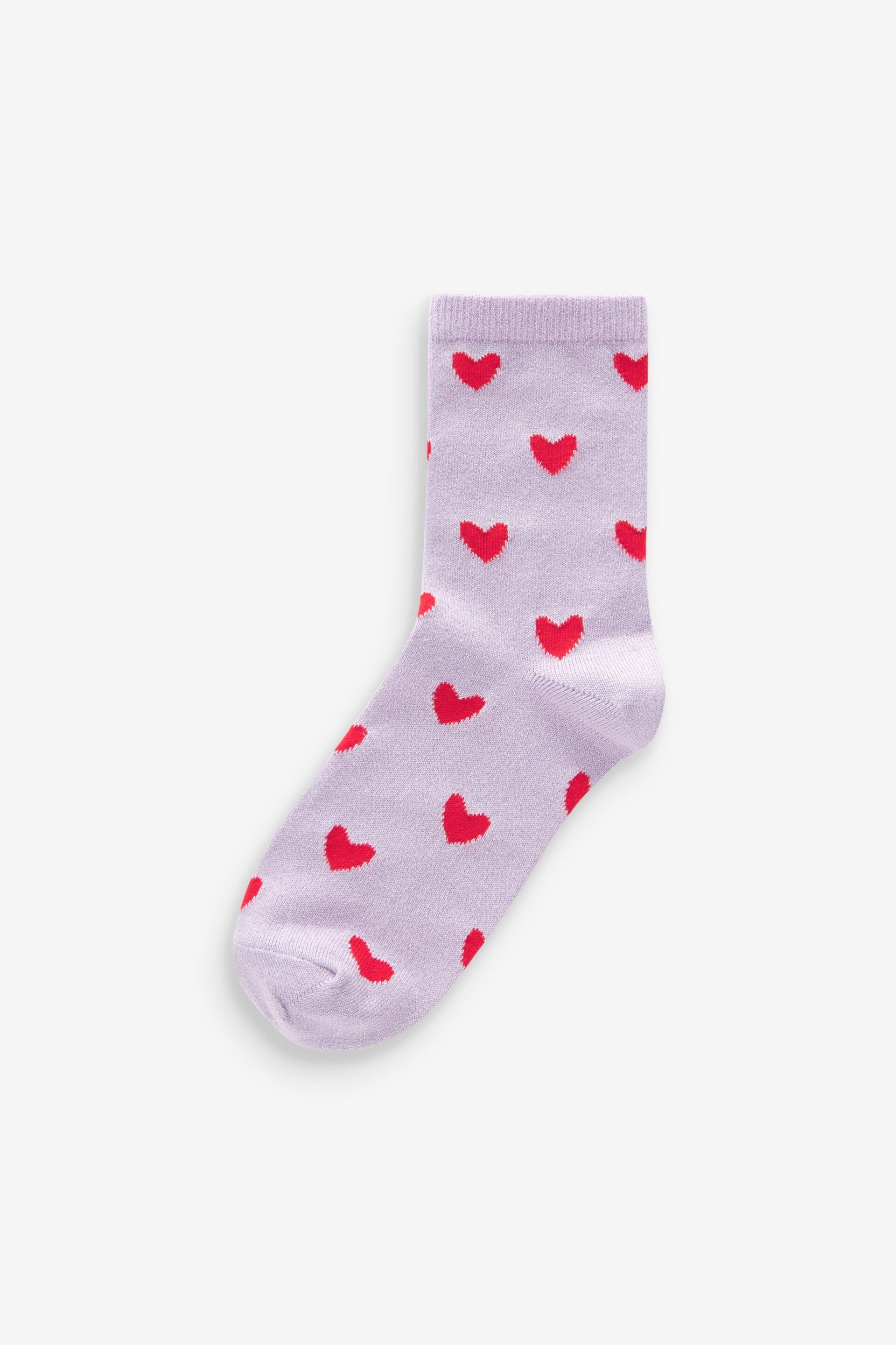 Pink/Red/Purple Hearts Sparkle Ankle Socks 3 Pack - Image 2 of 8