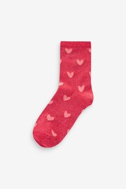 Pink/Red/Purple Hearts Sparkle Ankle Socks 3 Pack - Image 4 of 8