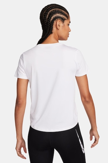 Nike White Dri-FIT One Swoosh Short Sleeve Running Top