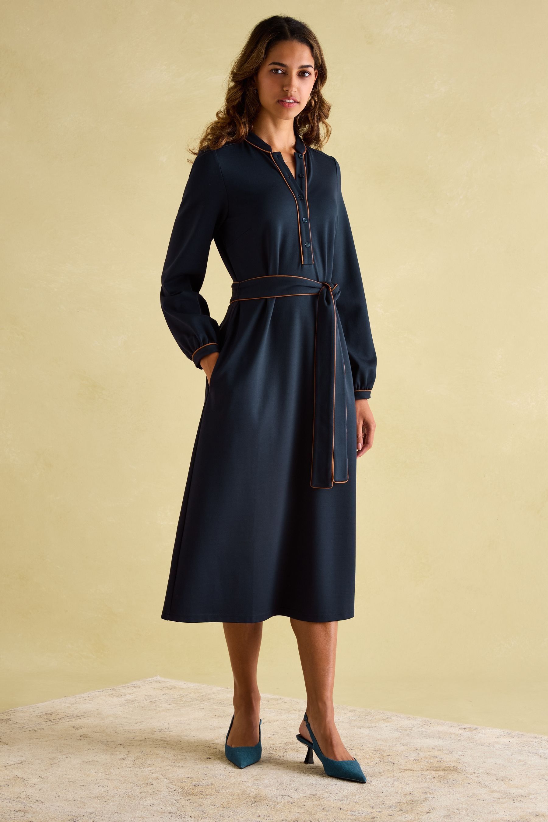 Buy Joules Thea Navy Ponte Long Sleeve Dress from Next Luxembourg