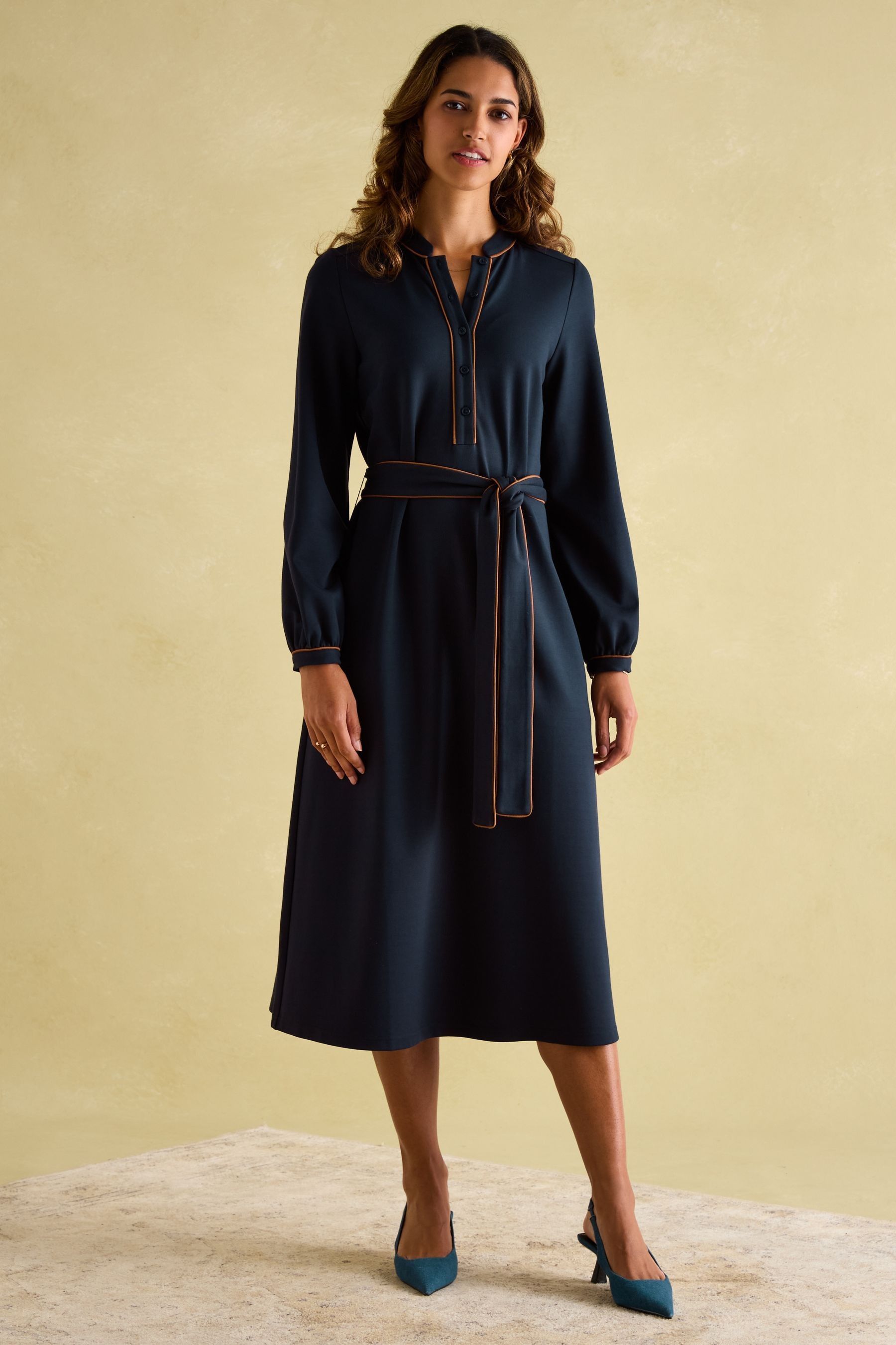 Buy Joules Thea Navy Ponte Long Sleeve Dress from the Next UK online shop