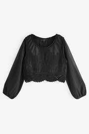 Black Crochet Woven Mix Top - Image 5 of 6