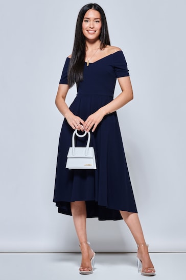 Jolie Moi Navy Blue Lenora Fit & Flare Midi Dress