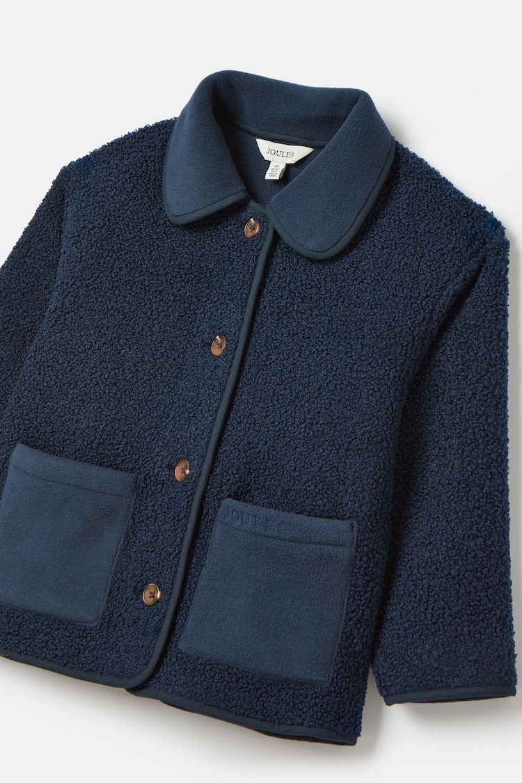 Joules Sadie Navy Blue Borg Fleece Jacket - Image 1 of 1