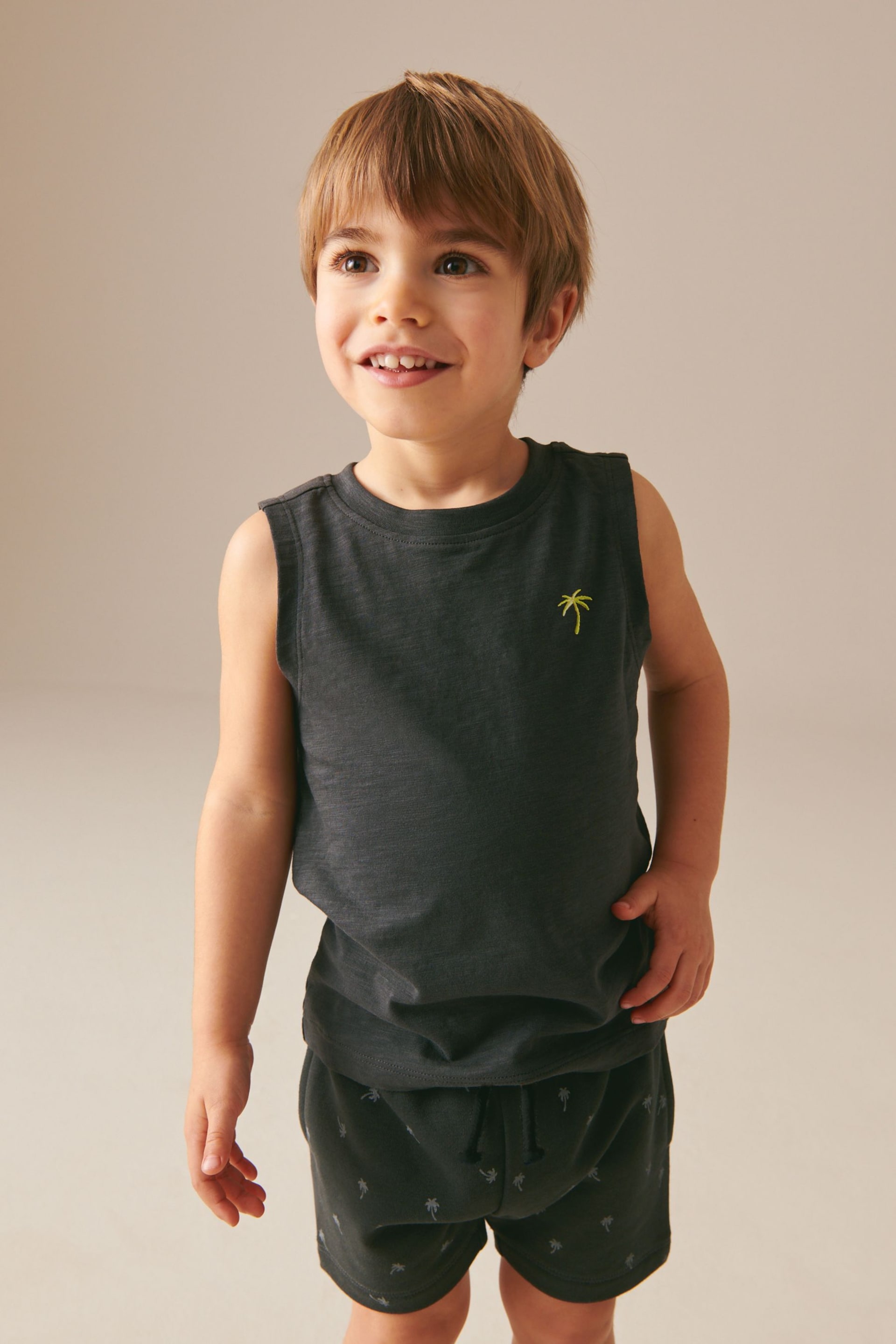 Charcoal Grey Vest and Shorts Set (3mths-7yrs) - Image 3 of 7