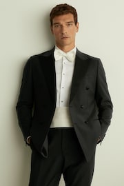 Reiss Black Poker Db Double Breasted Tuxedo Slim Fit Jacket - Image 3 of 7